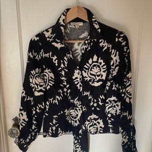 Christian Siriano Black and White Patterned Blouse